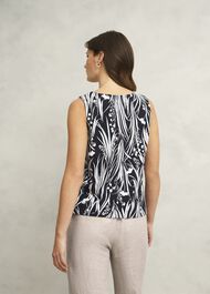 Maddy Cotton Printed Top, Navy Ivory, hi-res