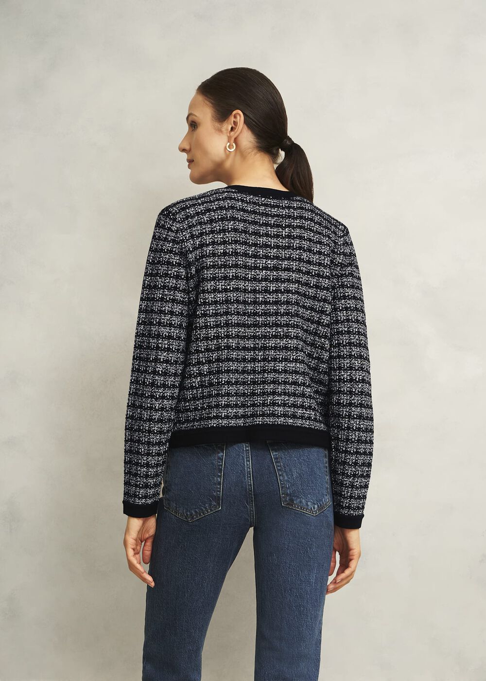 Monochrome Audra Boucle Knitted Jacket, Black Ivory, hi-res