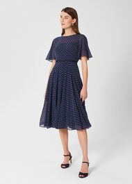 Petite Eleanor Fit And Flare Dress, Midnight Blue, hi-res