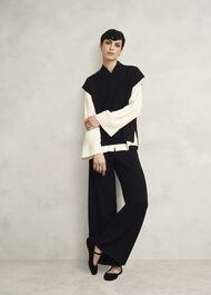 Black Harris High V Neck Knitted Co-ord Tank Top, Hobbs Black, hi-res