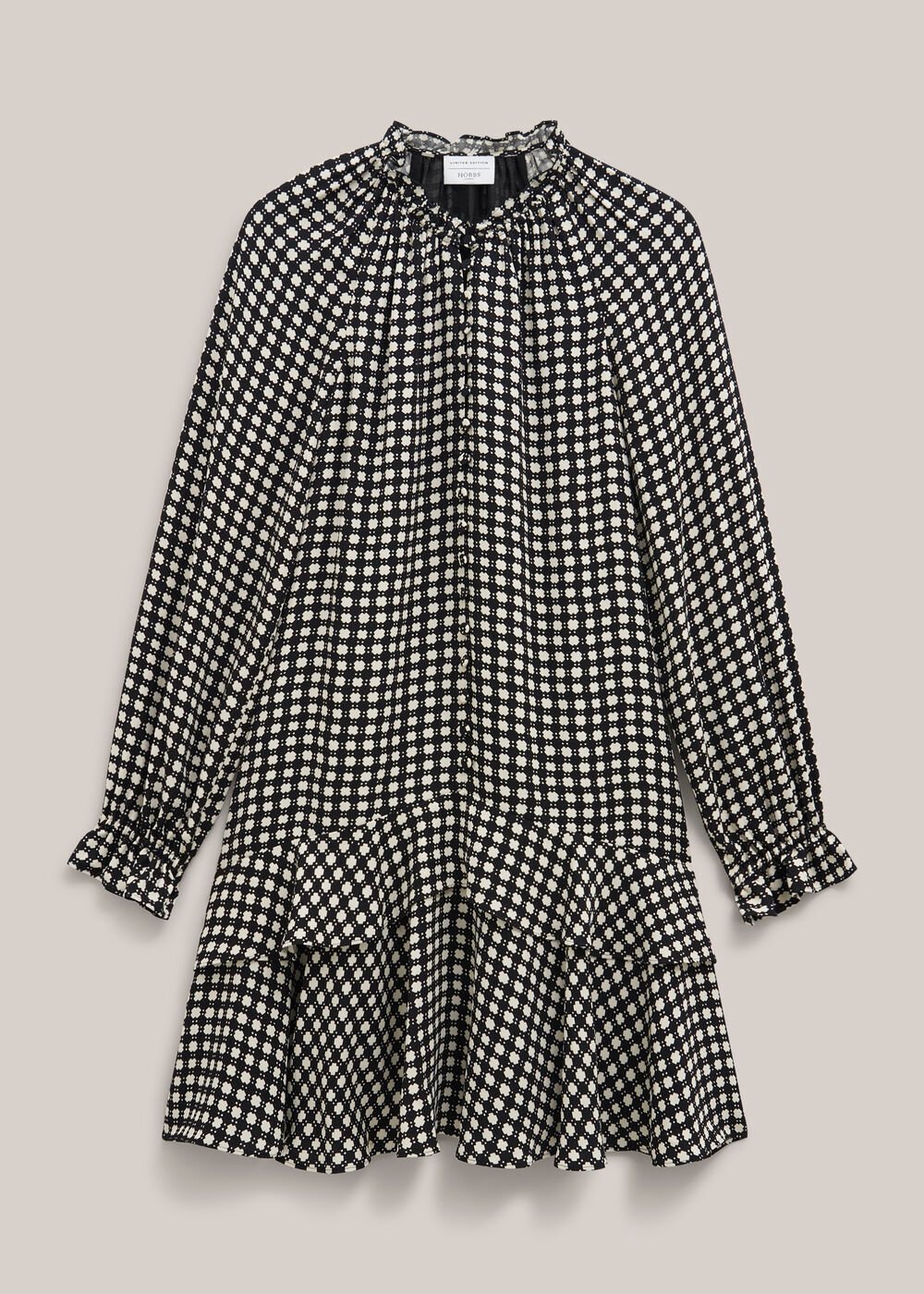 Hewlett Geo Mini Dress, Black Cream, hi-res