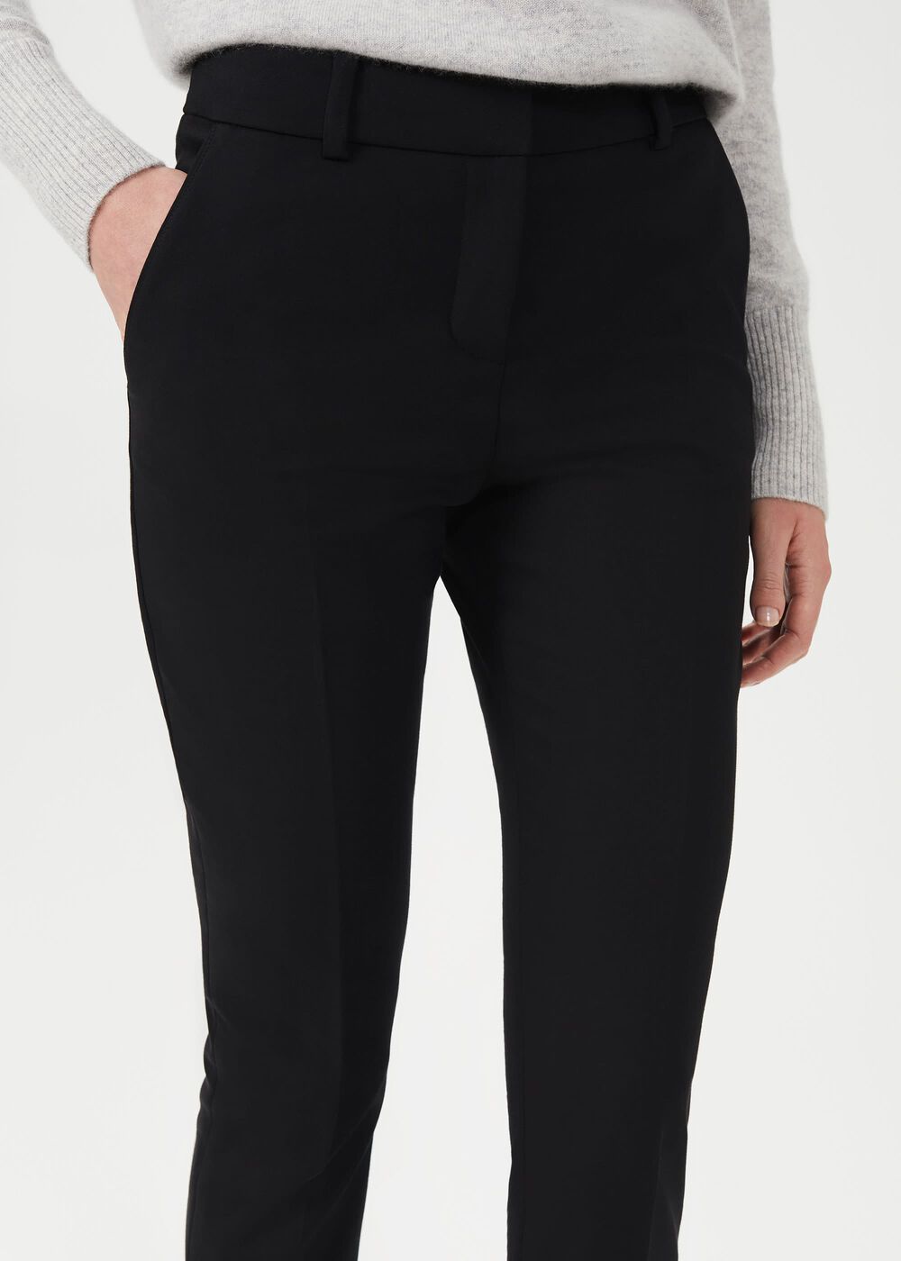 Petite Quin Tapered Pants With Stretch, Black, hi-res