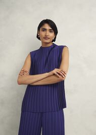 Orla Pleated Blouse, Rich Blue, hi-res