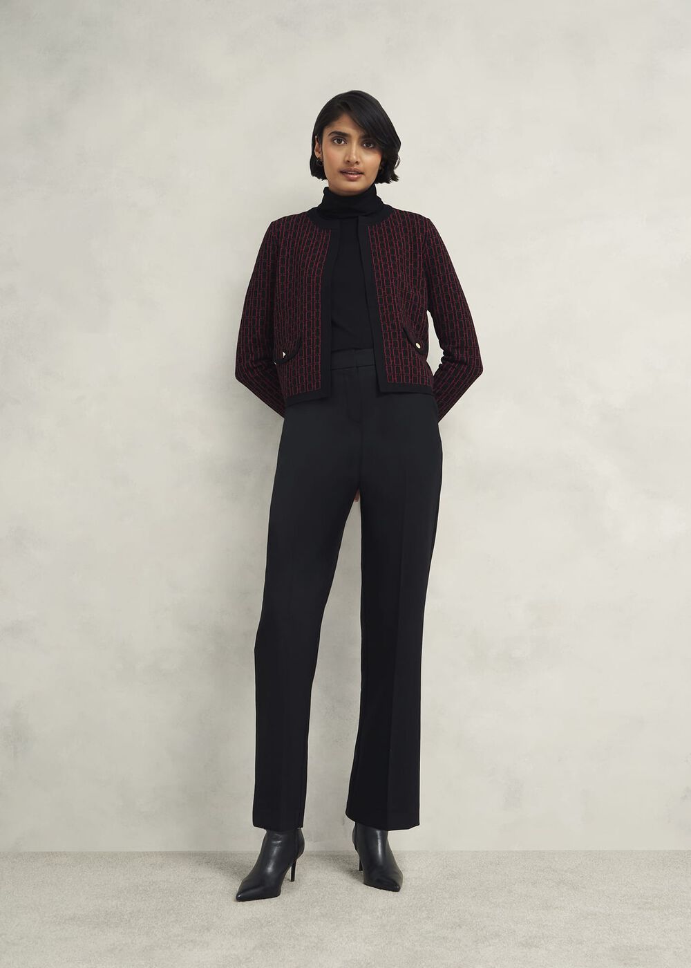 Perrie Knitted Jacket, Black Rhubarb, hi-res