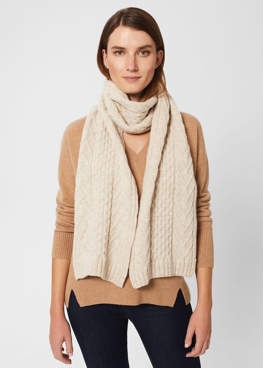 Taylor Cable Scarf, Natural, hi-res