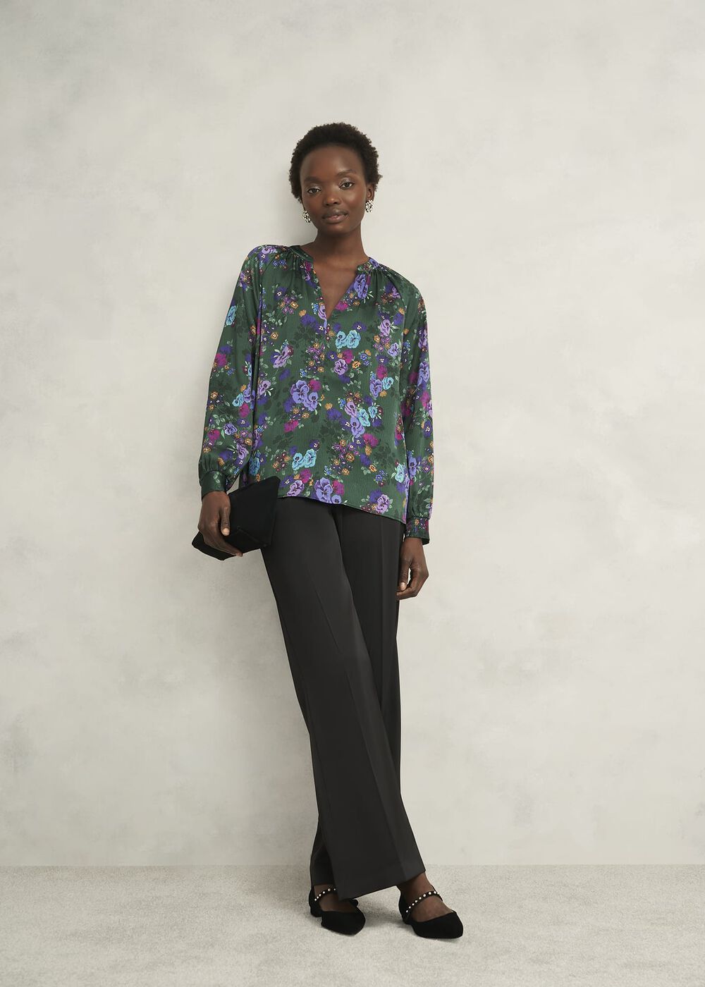 Edna Floral Top, Green Multi, hi-res