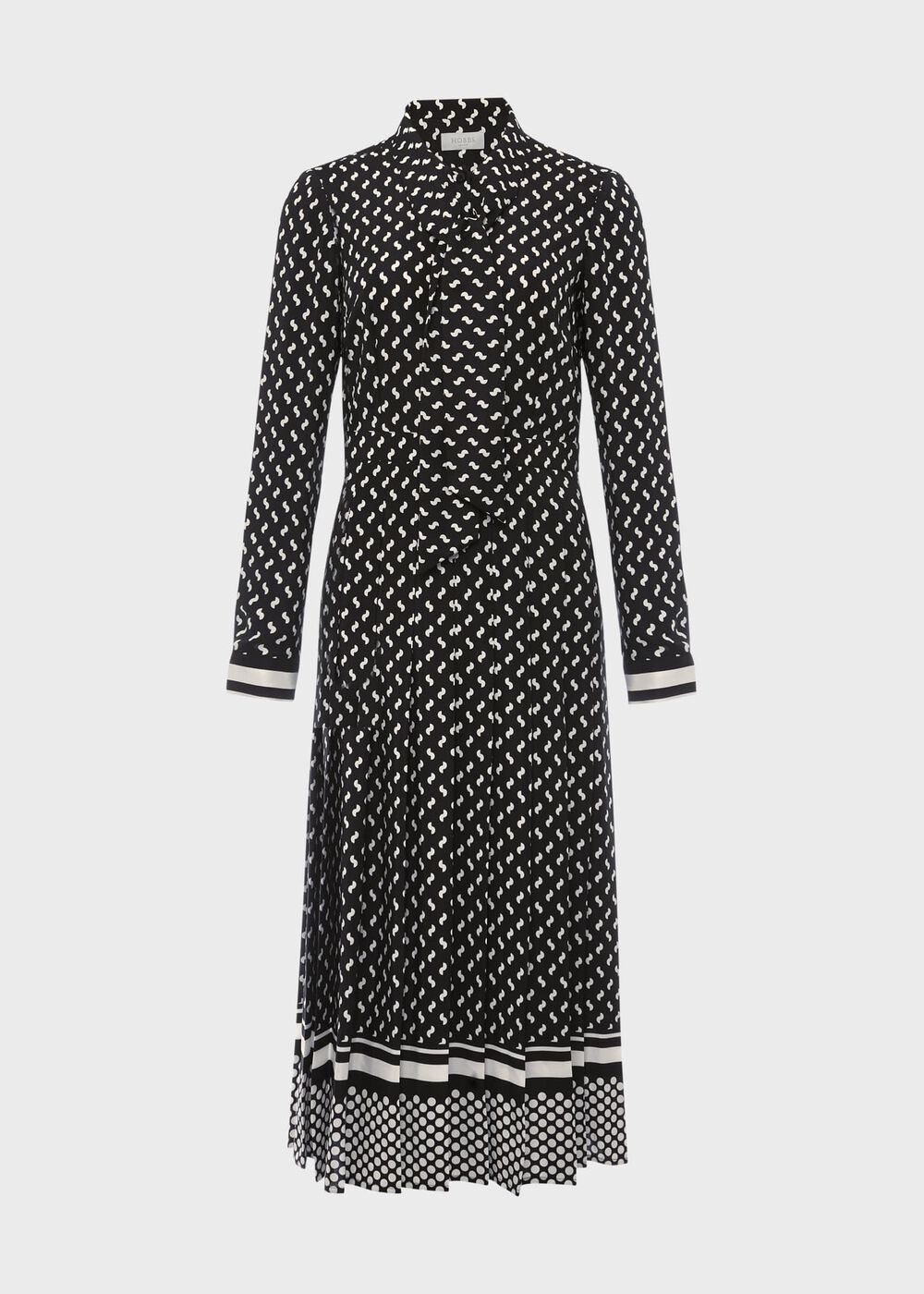 Aurielia Silk Dress, Black Ivory, hi-res