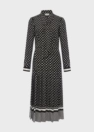 Aurielia Silk Dress, Black Ivory, hi-res