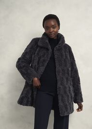 Briony Faux Fur Coat, Dark Charcoal, hi-res