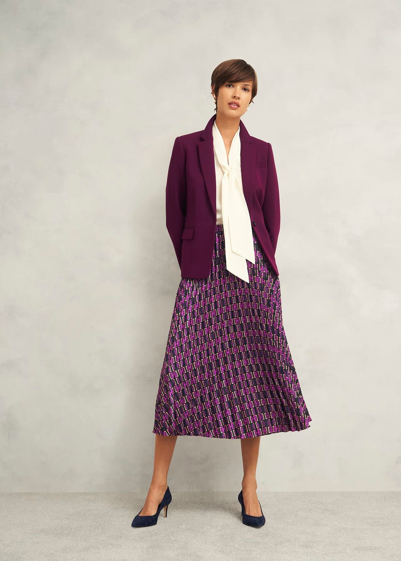 Kayla Pleated Skirt, Purple Multi, hi-res