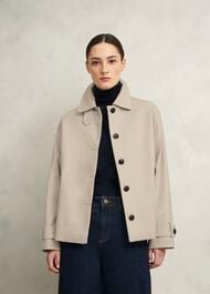 Frida Shower Resistant Short Trench Coat, Buff Grey, hi-res