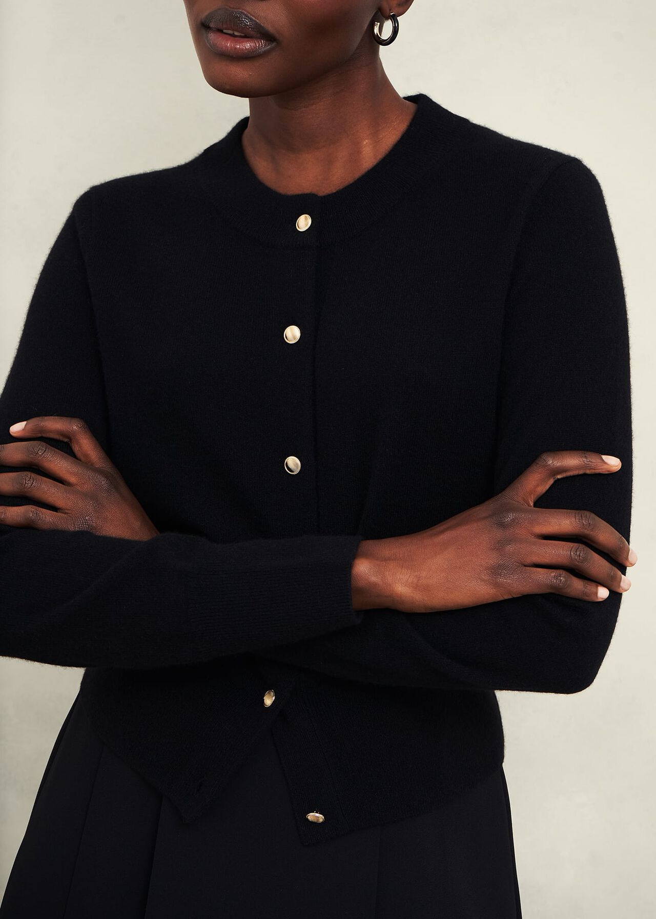 Monica Cashmere Cardigan, Hobbs Black, hi-res