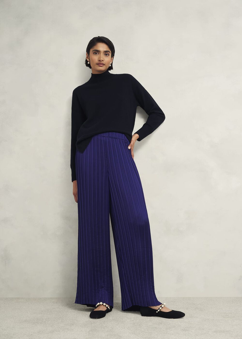 Orla Pleated Trousers, Rich Blue, hi-res
