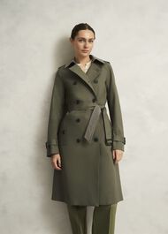 Etty Shower Resistant Trench Coat, Olive Green, hi-res