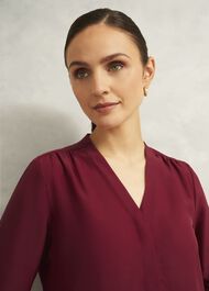 Mimi Silk Blouse, Beryl Red, hi-res