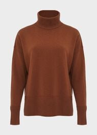 Delora Cashmere Roll Neck Sweater, Hobbs Vicuna, hi-res