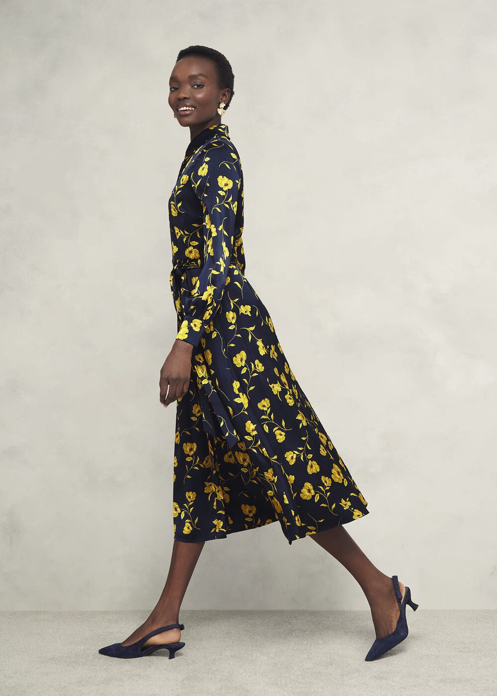 Amelia Shirt Dress, Navy Yellow, hi-res
