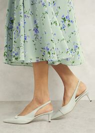 Serena Leather Slingbacks, Sage Green, hi-res