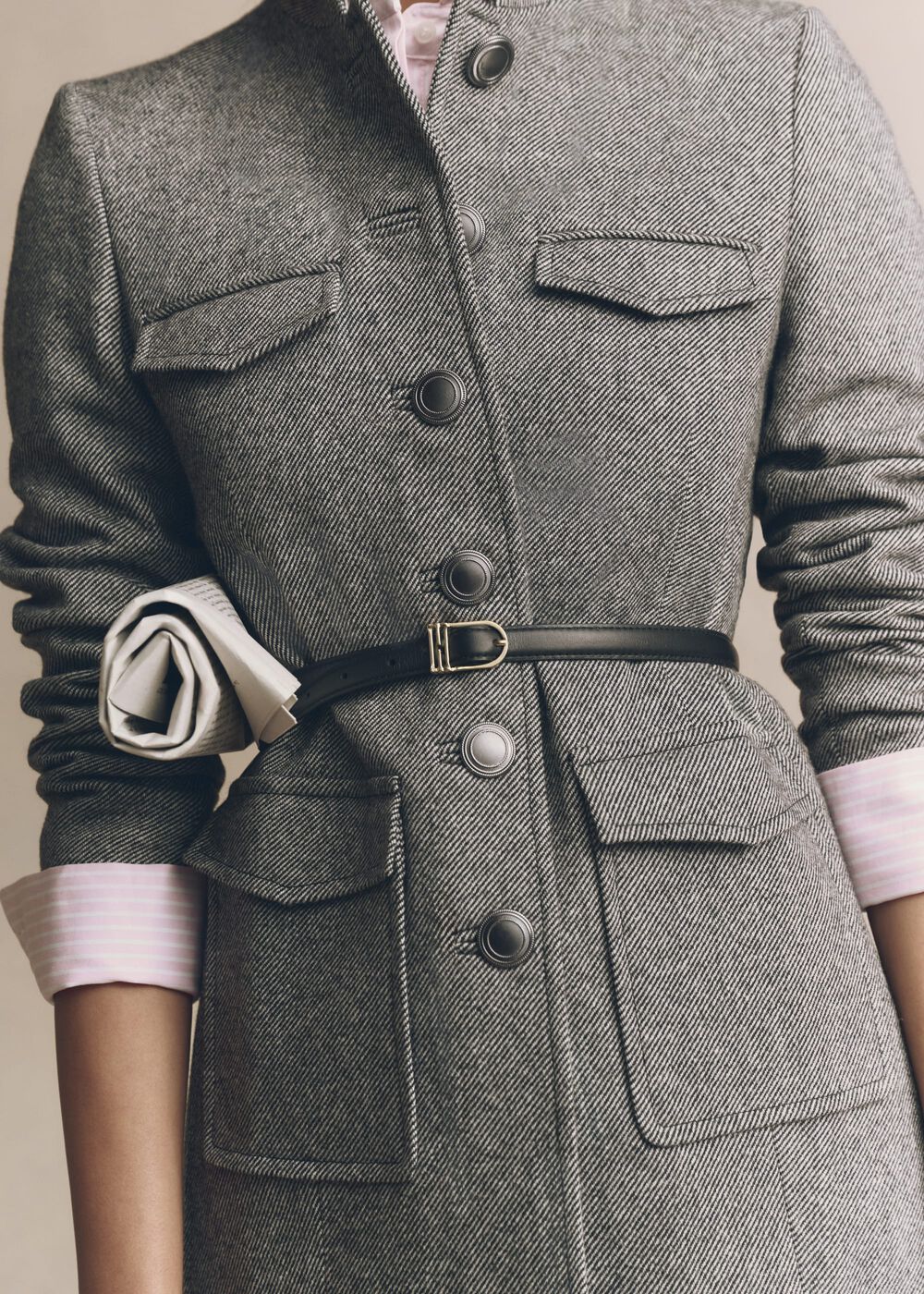 Hetty Wool Blend Coat, Black White, hi-res