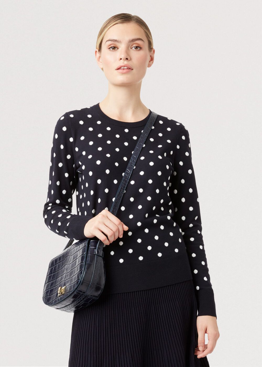 Athena Spot Sweater, Navy Ivory, hi-res