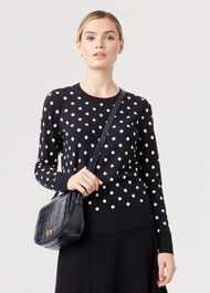 Athena Spot Sweater, Navy Ivory, hi-res
