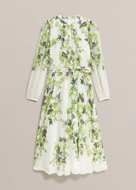 Petite Pia Silk Floral Dress