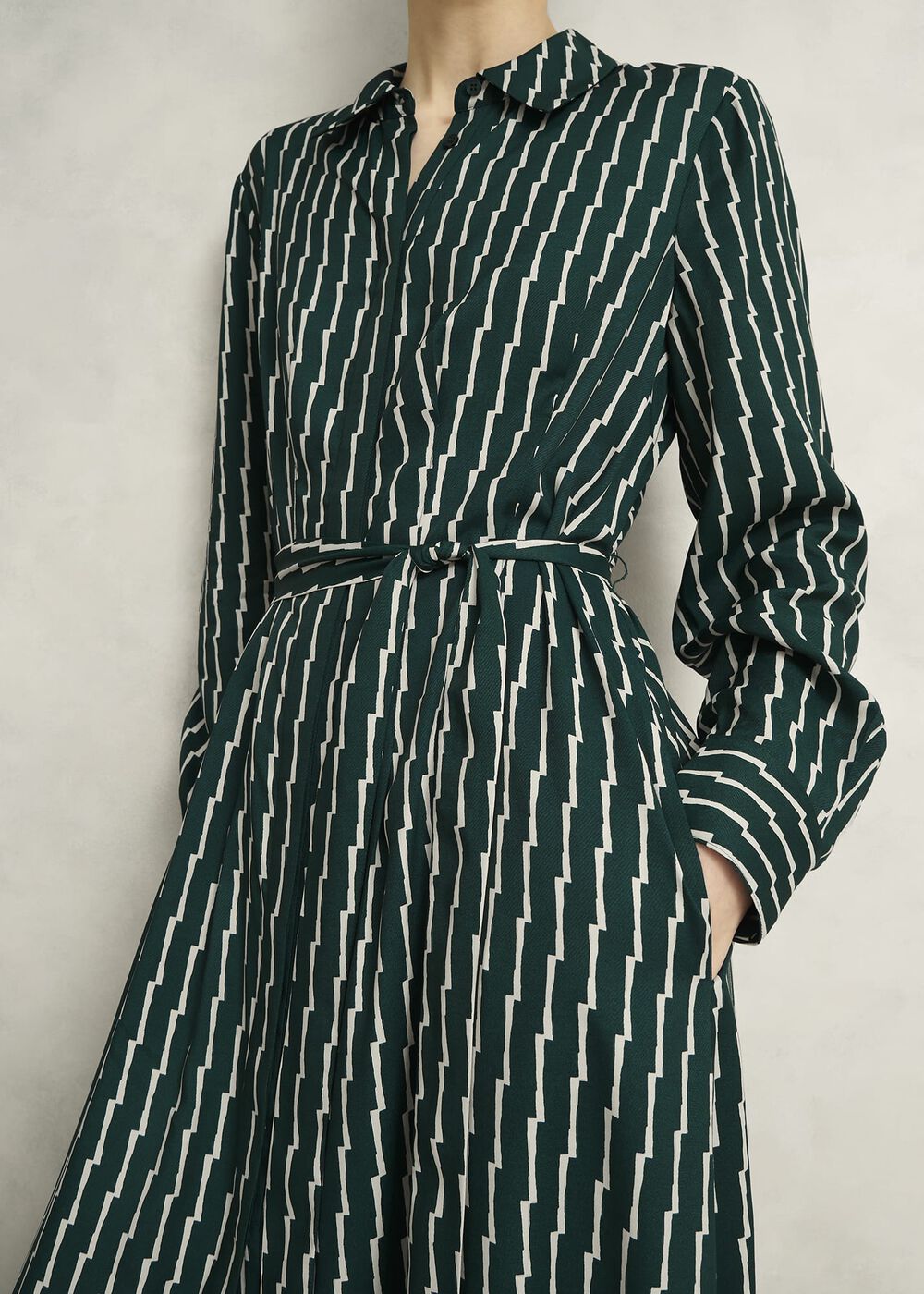 Serpentine Shirt Dress, Green Cream, hi-res