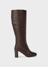 Anastasia Leather Knee High Boots, Dark Brown, hi-res