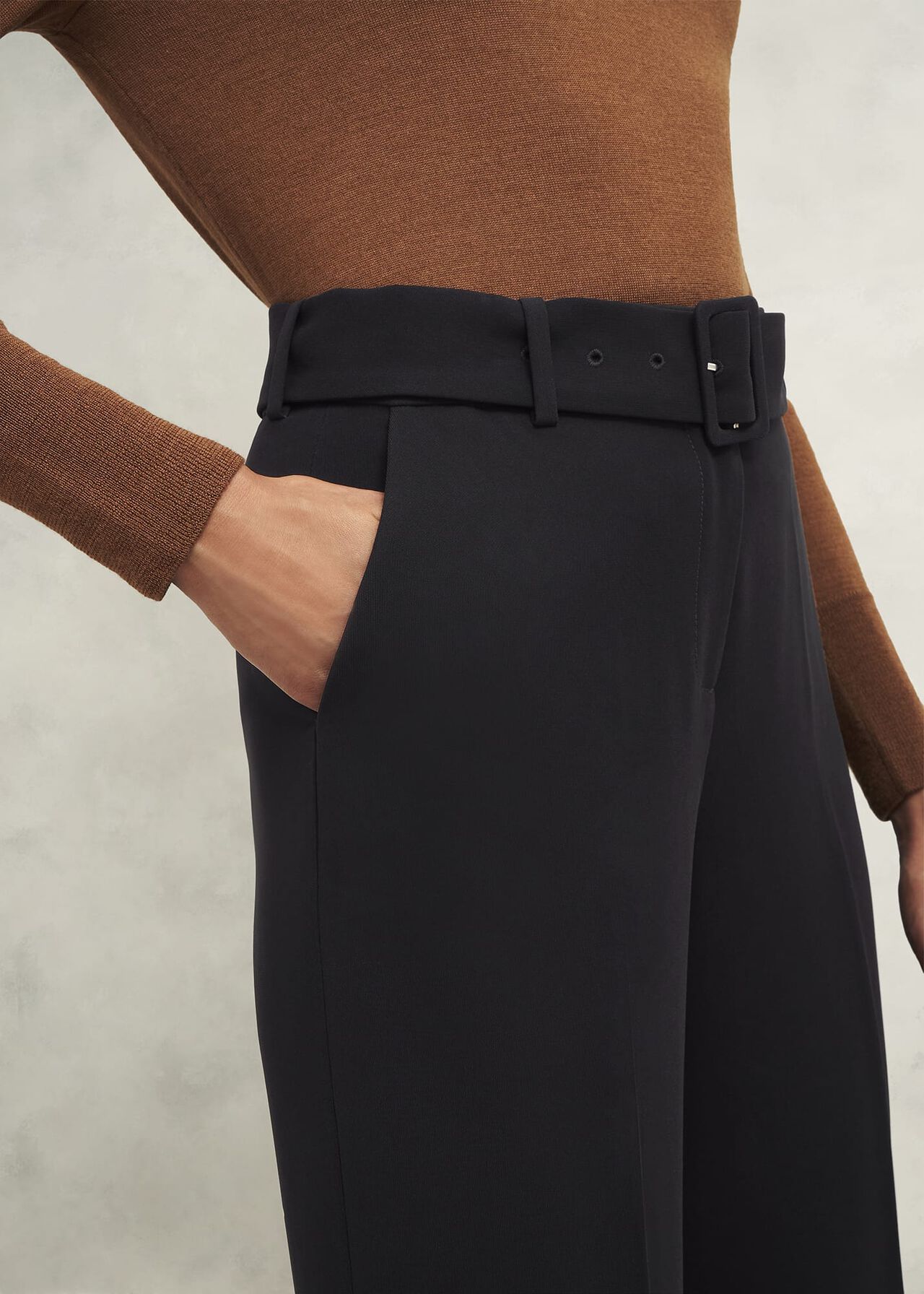 Petite Drew Wide Trousers, Black, hi-res