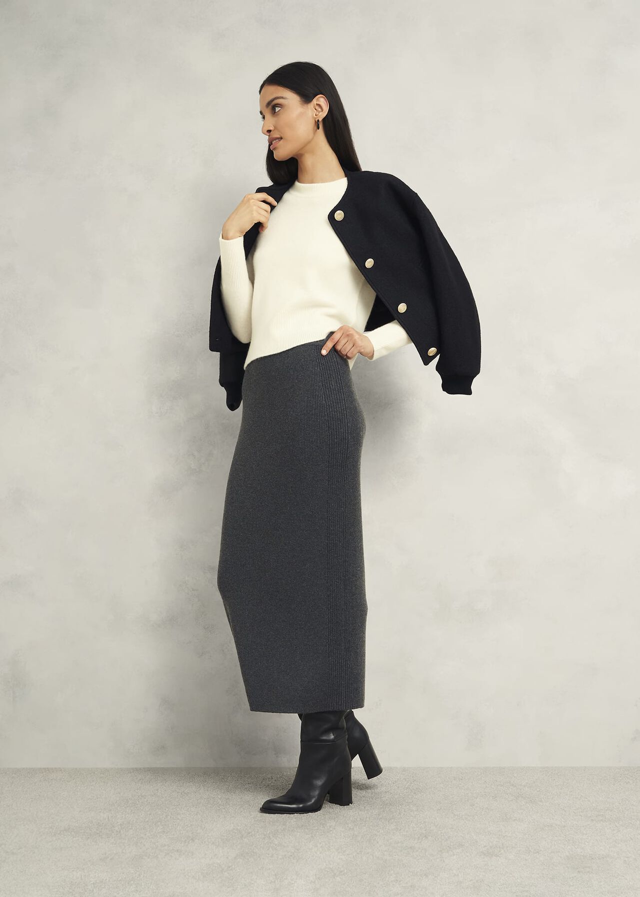 Hoghton Brushed Cashmere Jumper, Warm Ivory, hi-res