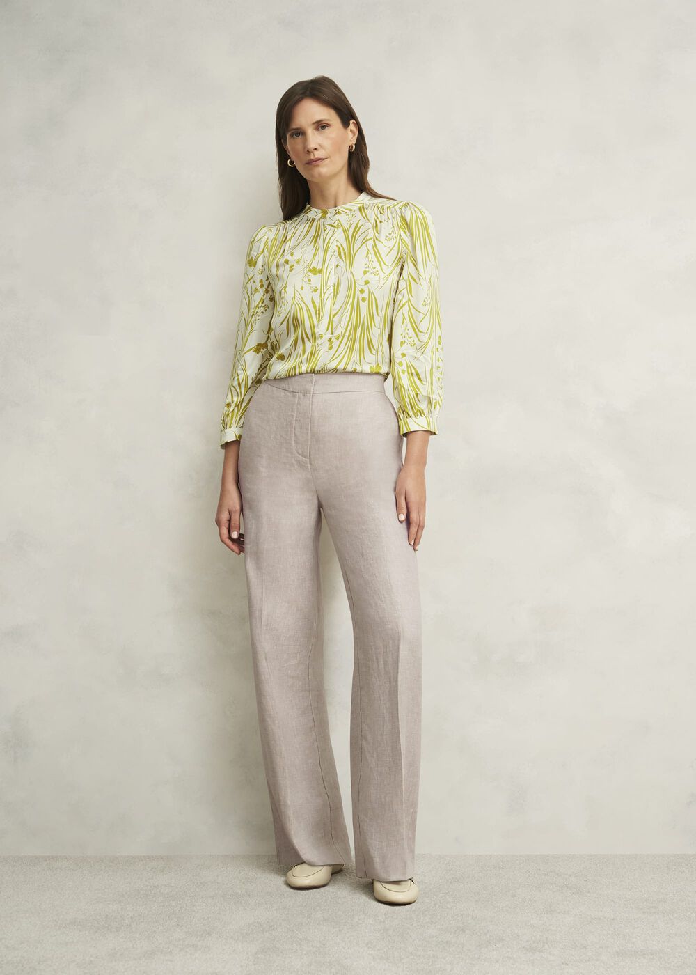 Alessia Linen Wide Trousers, Neutral, hi-res