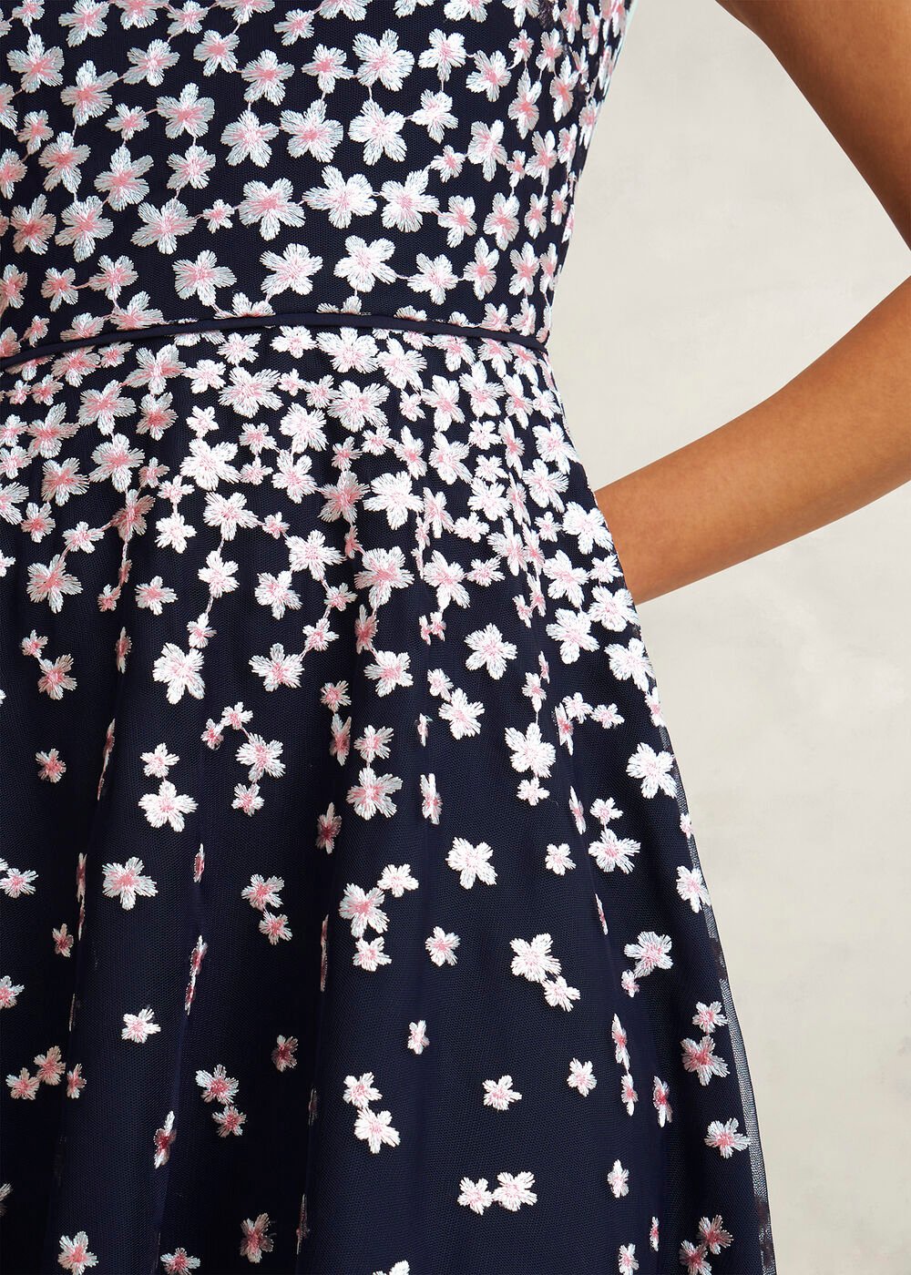 Petite Betty Embroidered Dress, Midnight Pink, hi-res