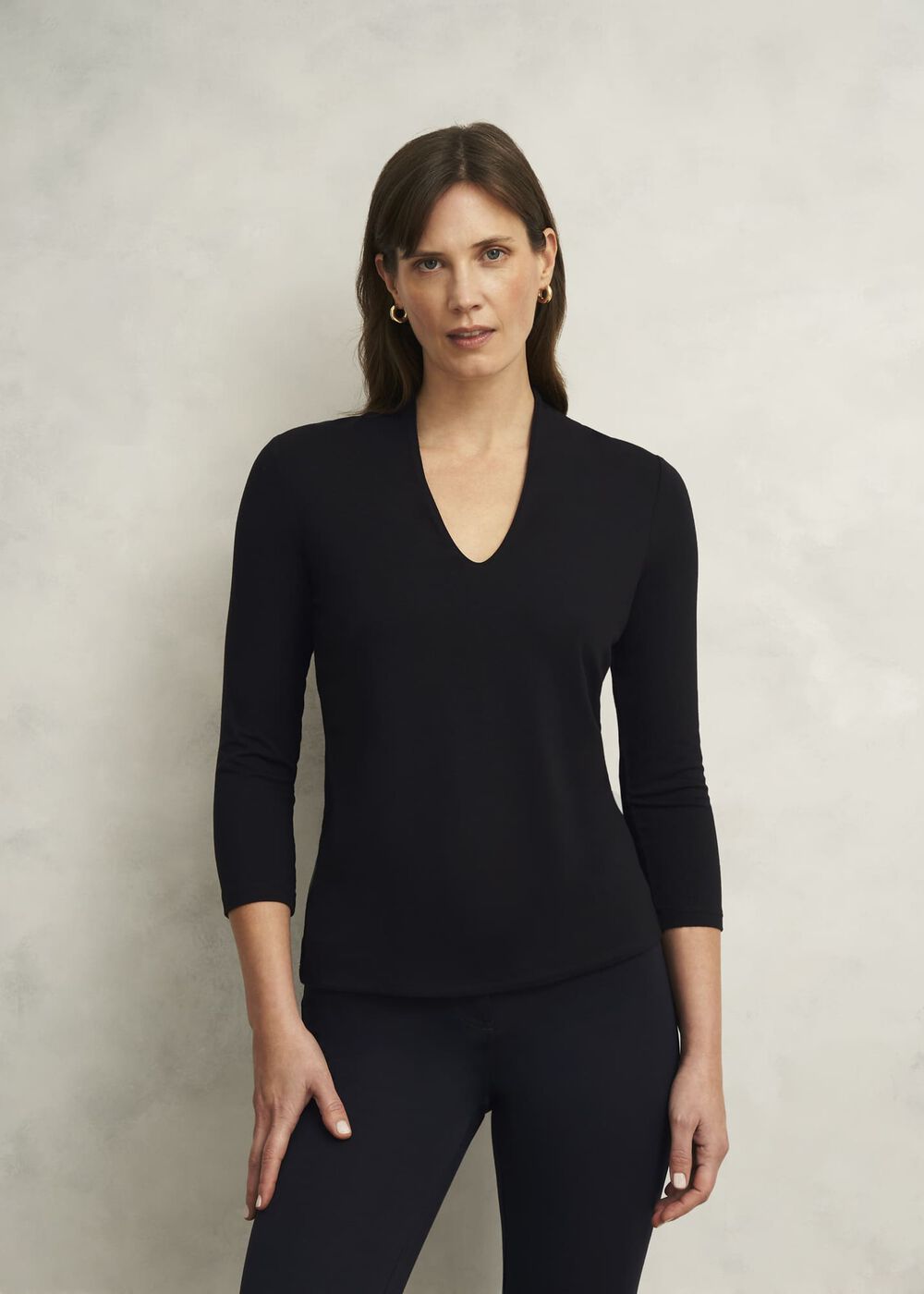Aimee Double Fronted Top, Black, hi-res