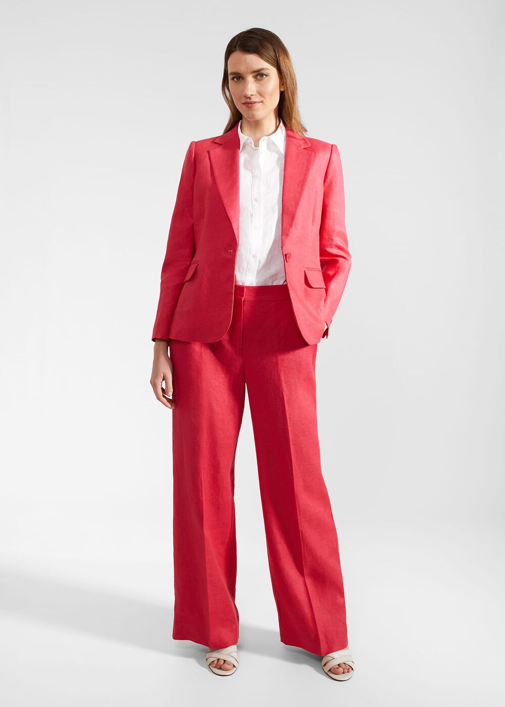 Petite Mirabel Wide Linen Pants, Raspberry Pink, hi-res