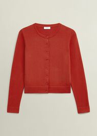 Michelle Cotton Blend Cardigan, Scarlet Red, hi-res