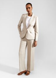 Roberta Wide Linen Trousers, Neutral, hi-res