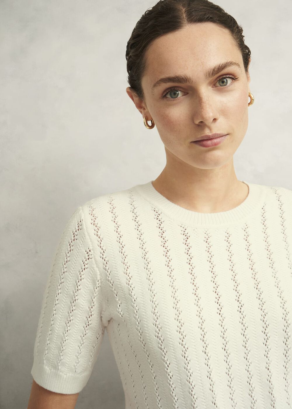 Calla Knitted Top, Warm Ivory, hi-res
