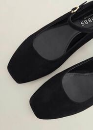 Suede Chrissy Mary Janes, Black, hi-res