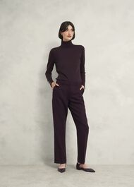 Lara Merino Wool Roll Neck Jumper, Malbec, hi-res