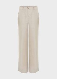 Roberta Wide Linen Trousers, Neutral, hi-res