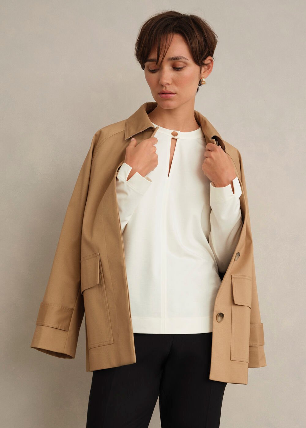 Janey Ponte Tunic Top, Ivory, hi-res