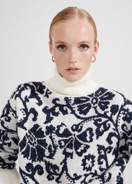 Kyra Jacquard Sweater, Ivory Black, hi-res