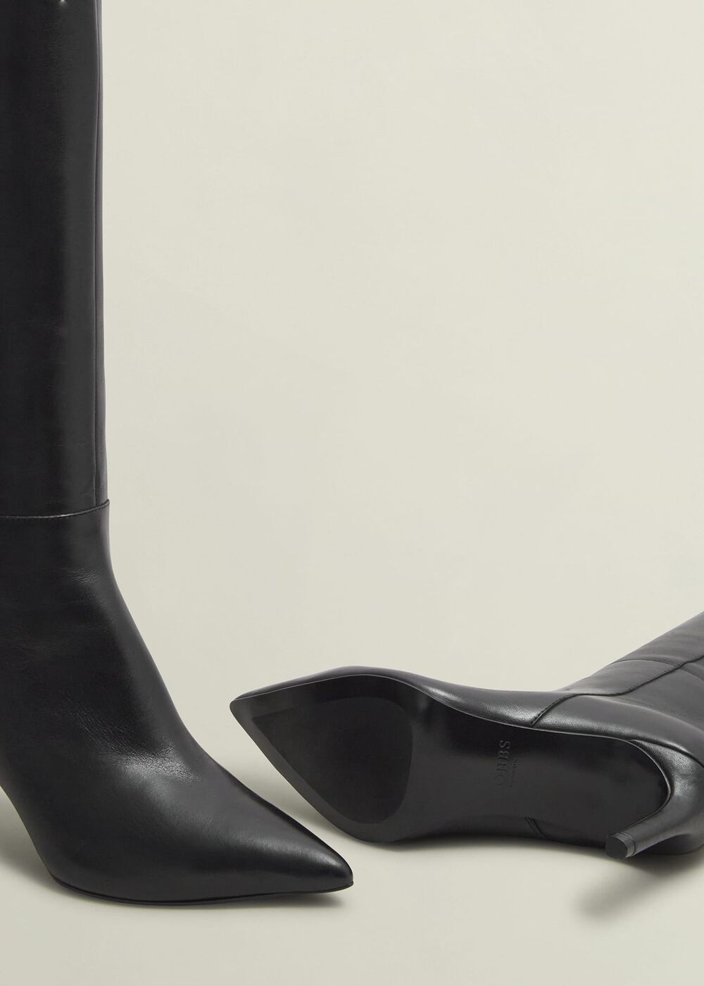 Aliya Leather Knee Boots, Black, hi-res