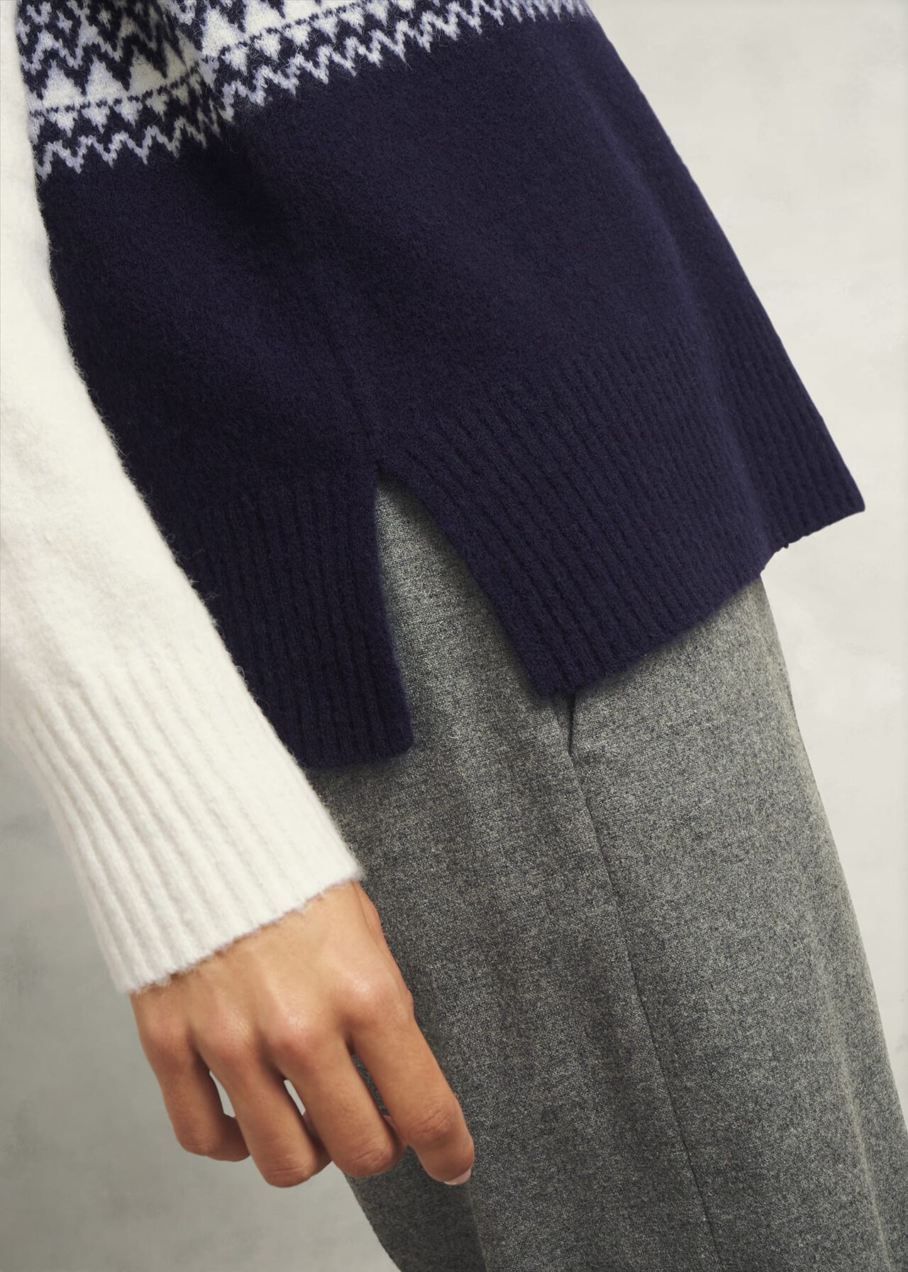 Lorrie Fairisle Sweater With Alpaca, Ivory Navy, hi-res