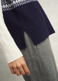 Lorrie Fairisle Sweater With Alpaca, Ivory Navy, hi-res