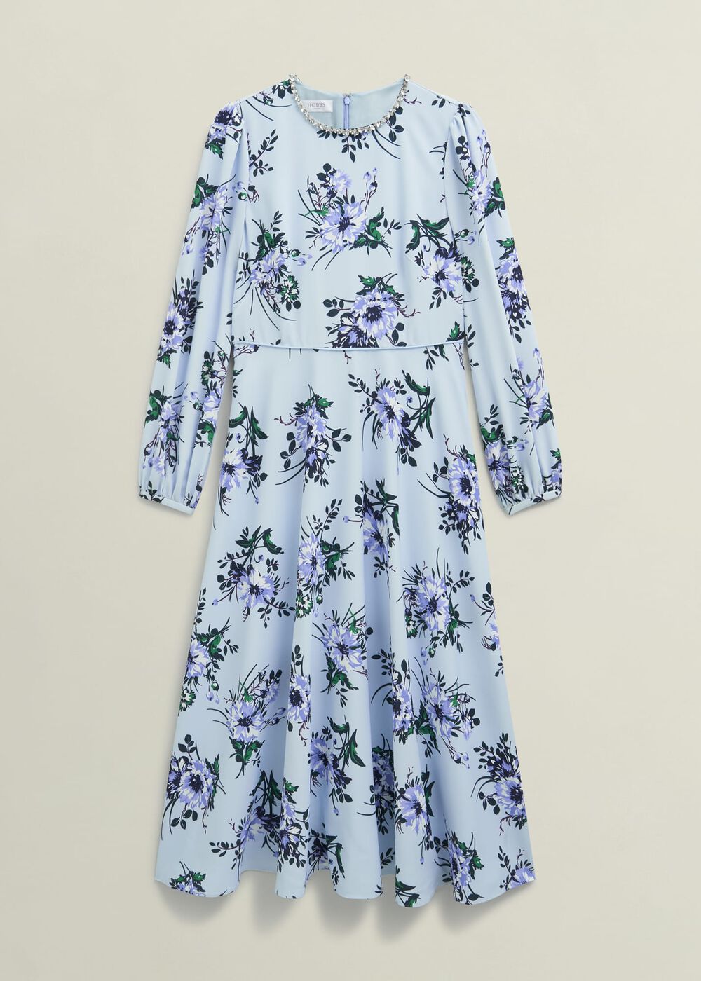 Claudine Embellished Floral Dress, Pale Blue Multi, hi-res