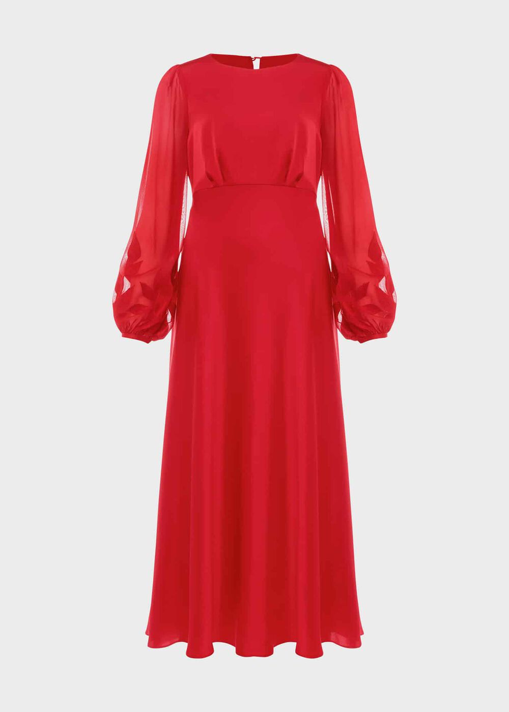 Lenora Silk Fit And Flare Dress, Poppy Red, hi-res