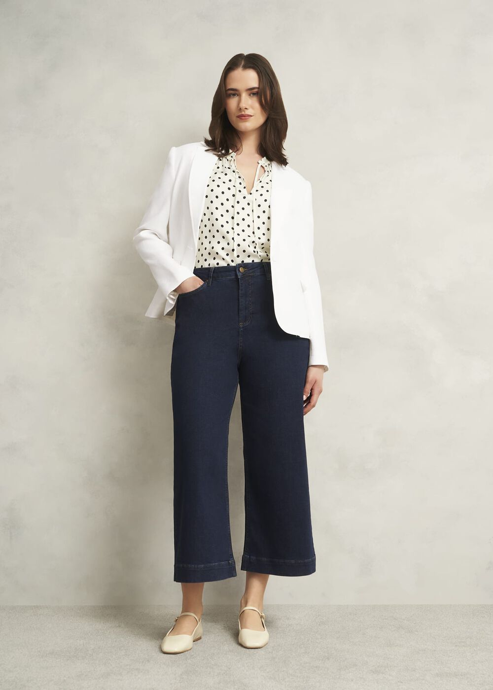 Adriel Blouse, Ivory Navy, hi-res