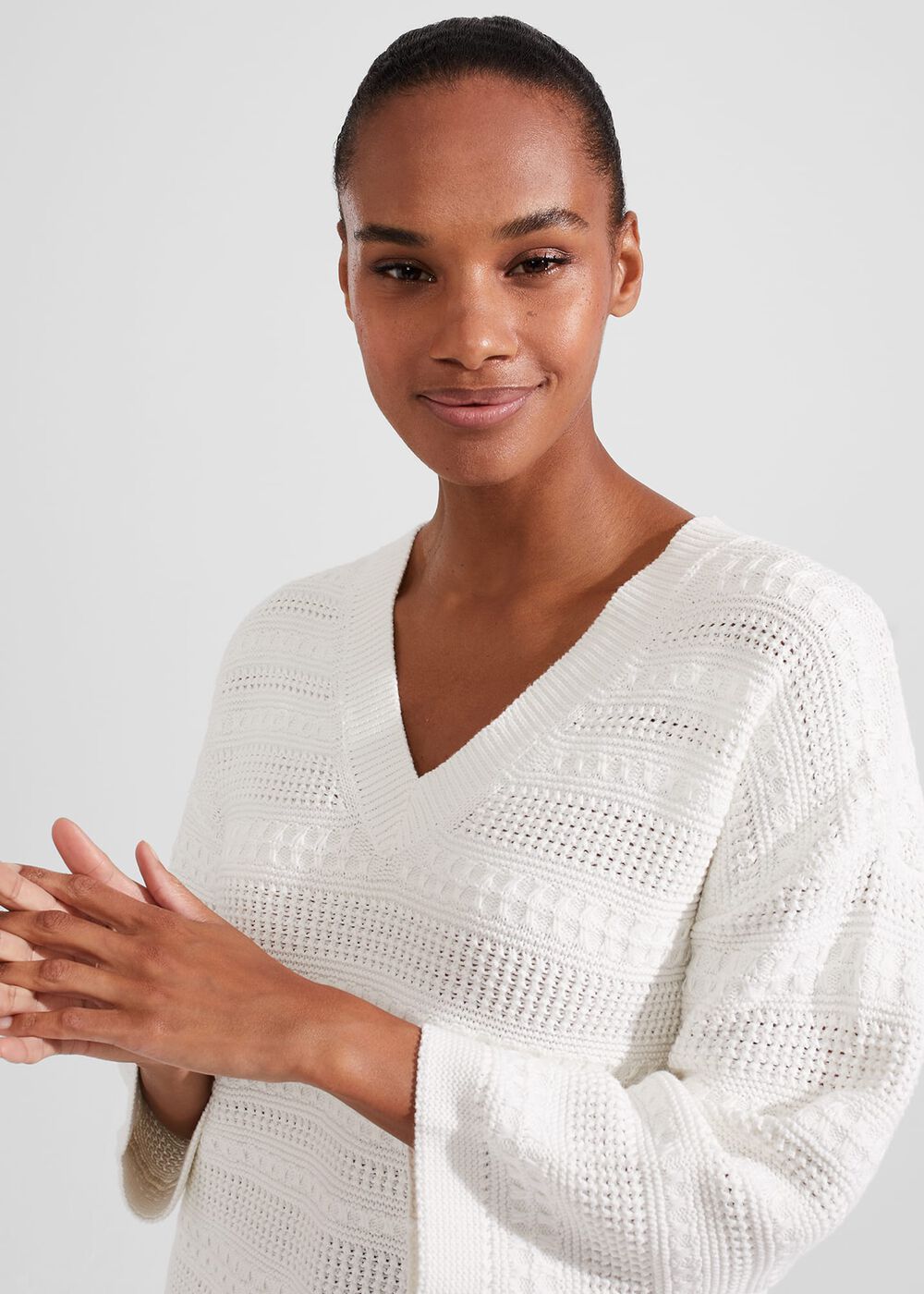 Hadley Cotton Sweater, Ivory, hi-res