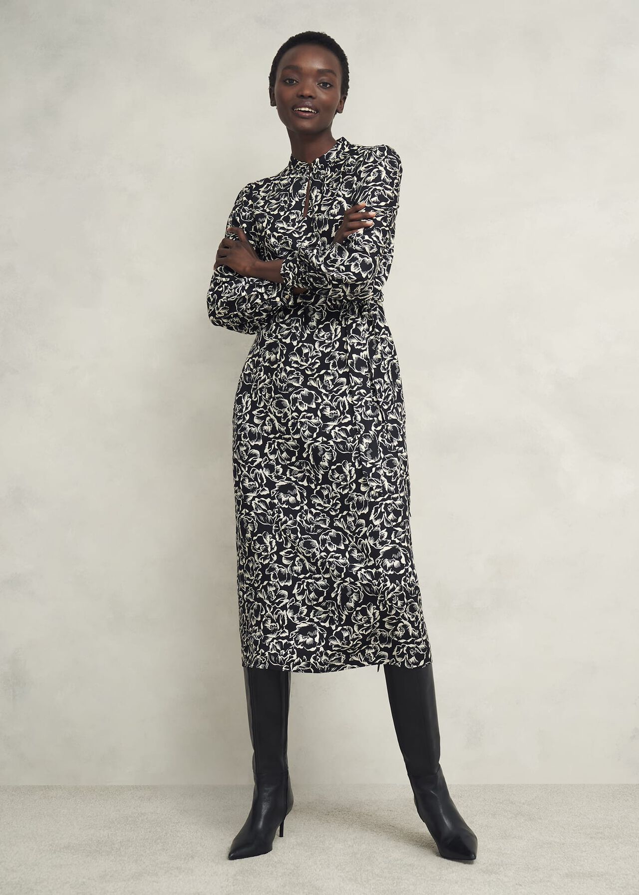 Petite Cynthia Dress, Black Cream, hi-res